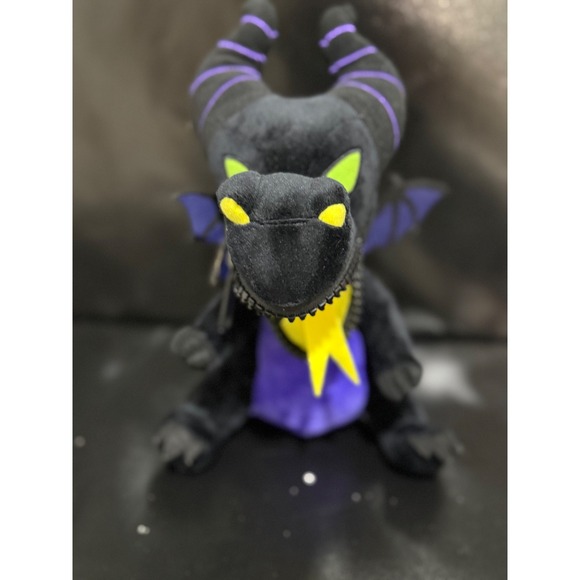 Disney Villains Maleficent‎ Dragon Plush Stuffed Animal Toy Black Purple Yellow - Picture 8 of 9